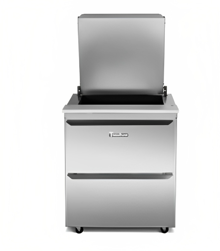 Traulsen UST2312-D 1-Section 2 Drawer Refrigerated Salad/Sandwich Prep Table with Low Profile Flat Lid 32" - Holds (12) 1/6 Size Pans - 8.8 cu. ft. - 115v