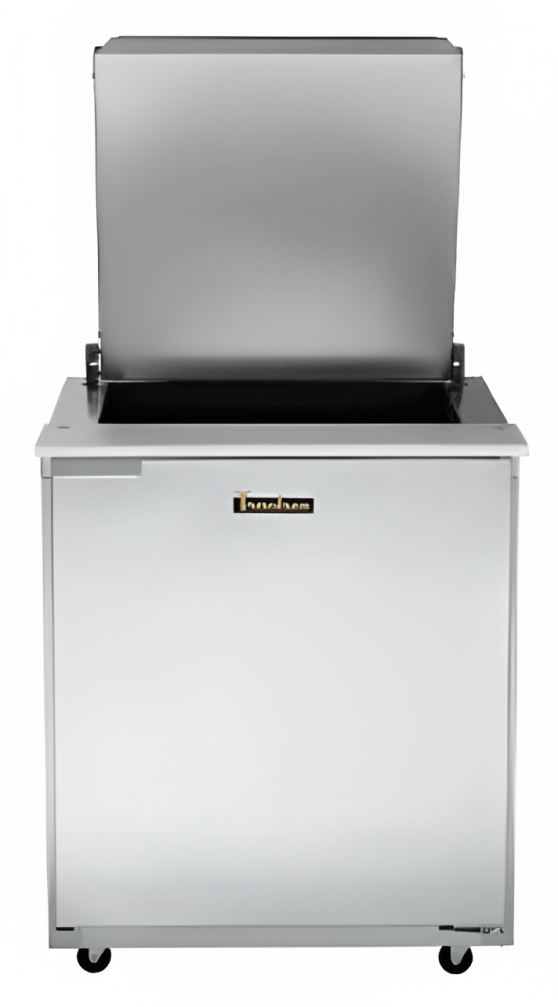 Traulsen UST2312-R 1-Section Right Hinged 1 Door Refrigerated Salad/Sandwich Prep Table with Low Profile Flat Lid 32" - Holds (12) 1/6 Size Pans - 8.8 cu. ft. - 115v
