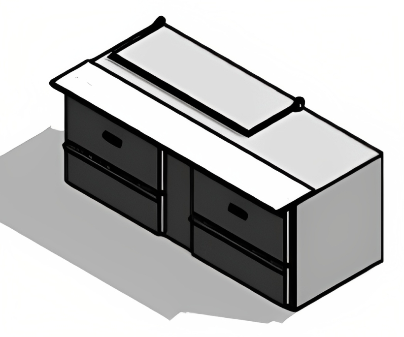 Traulsen UST7212-DD-SB 2-Section 4 Drawer Refrigerated Salad/Sandwich Prep Table with Low Profile Flat Lid & Stainless Steel Back 72" - Holds (12) 1/6 Size Pans - 20 cu. ft. - 115v