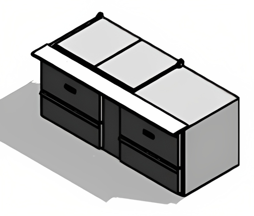 Traulsen UST7218-DD-SB 2-Section 4 Drawer Refrigerated Salad/Sandwich Prep Table with Low Profile Flat Lid & Stainless Steel Back 72" - Holds (18) 1/6 Size Pans - 20 cu. ft. - 115v