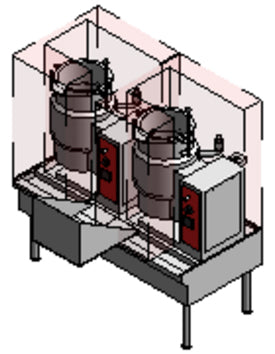 Vulcan VEKT50/66 Table 50"W with (2) Electric Tilting Kettle 6 Gal. ea. - 208v/3ph, 7.5 kW