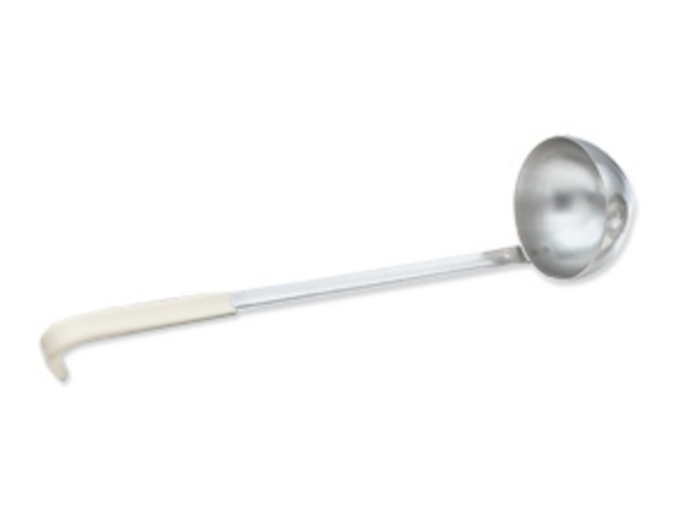 Vollrath 58333 Stainless Steel Ladle with Ivory Kool Touch Hooked Handle  12-5/8" Grooved Hooked Handle 3 oz.