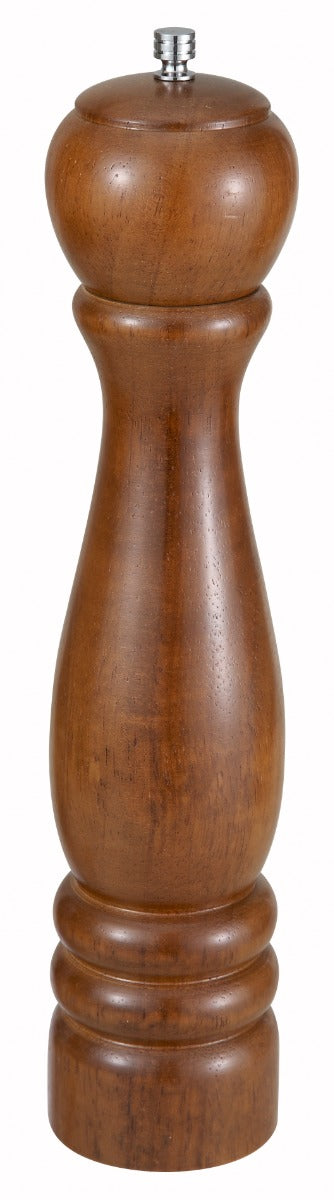 Winco WPM-12 Wooden Pepper Mill 12"H - Russet Brown