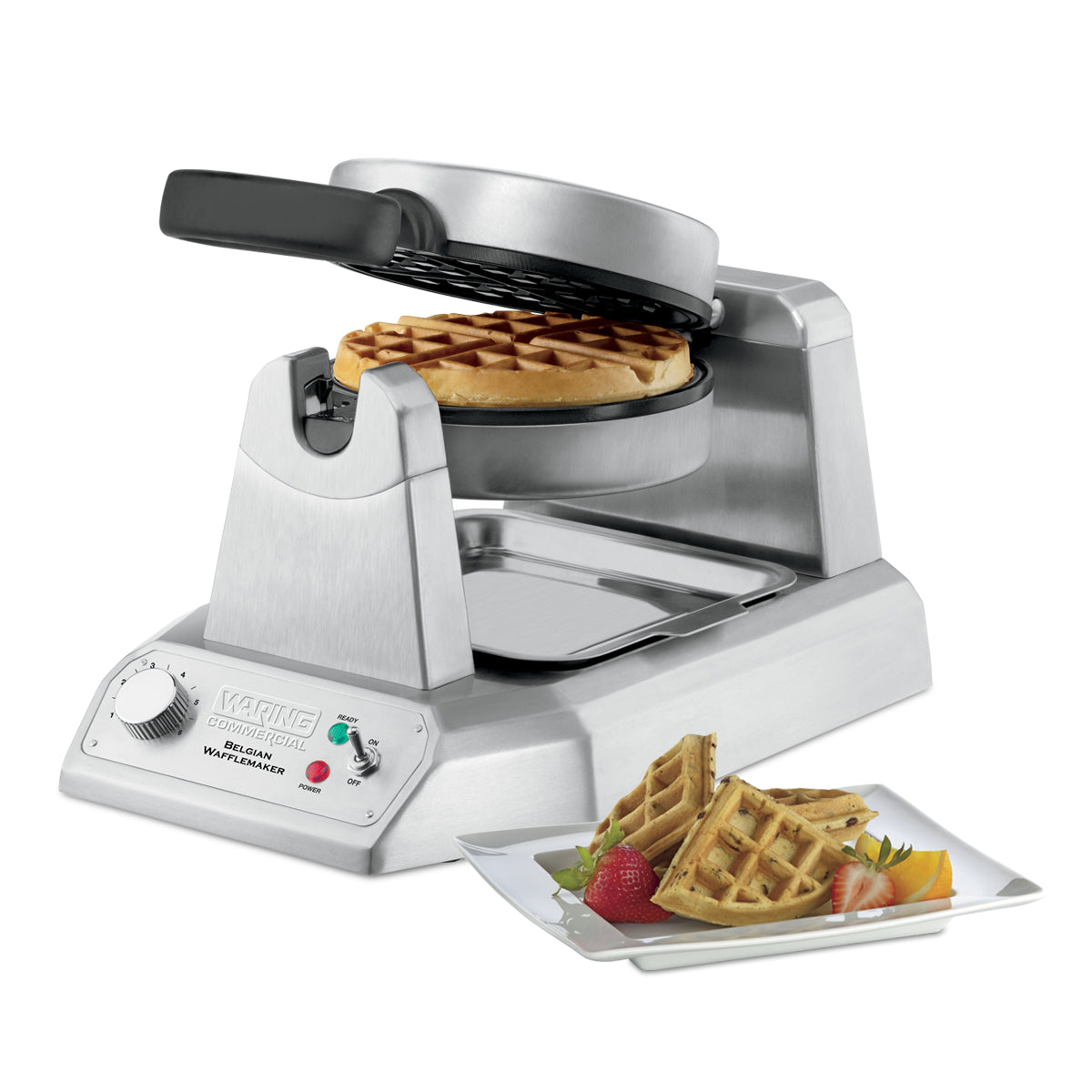 Waring WW180 Single Belgian Waffle Maker with Rotary Feature and Nonstick Plates- 120v, 1200W