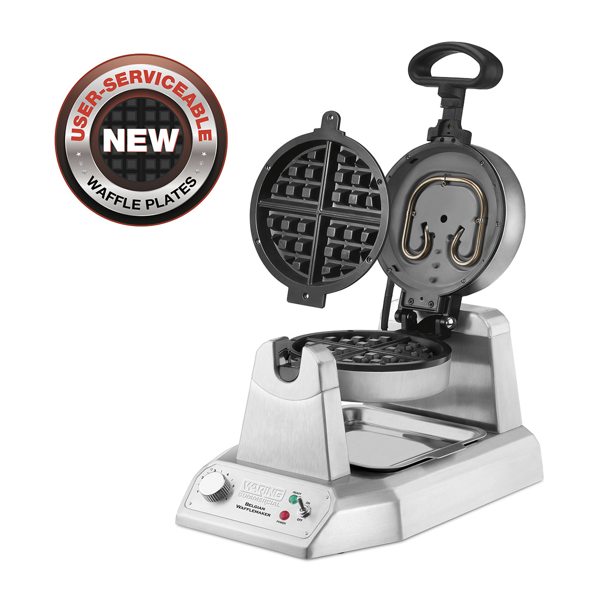 Waring WW180 Single Belgian Waffle Maker with Rotary Feature and Nonstick Plates- 120v, 1200W