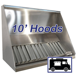 Ventilation System - Vent Hoods Canopy, Shallow Front and Concession - 10' Vent Hoods - 10' Concession Vent Hoods