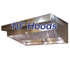 Ventilation System - Vent Hoods Canopy, Shallow Front and Concession - 10' Vent Hoods - 10' Sloped Canopy Hoods