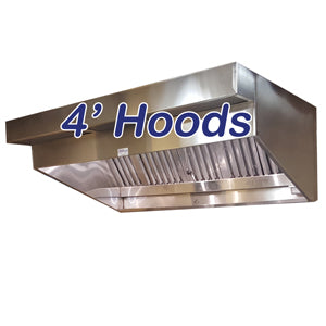 Ventilation System - Vent Hoods Canopy, Shallow Front and Concession - 4' Vent Hoods - 4' Sloped Canopy Hoods
