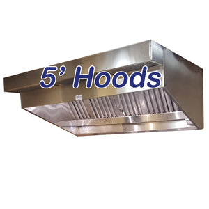 Ventilation System - Vent Hoods Canopy, Shallow Front and Concession - 5' Vent Hoods - 5' Sloped Canopy Hoods [B2B]