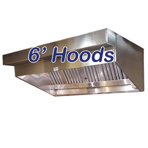 Ventilation System - Vent Hoods Canopy, Shallow Front and Concession - 6' Vent Hoods - 6' Sloped Canopy Hoods [B2B]