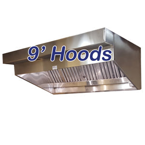 Ventilation System - Vent Hoods Canopy, Shallow Front and Concession - 9' Vent Hoods - 9' Sloped Canopy Hoods [B2B]