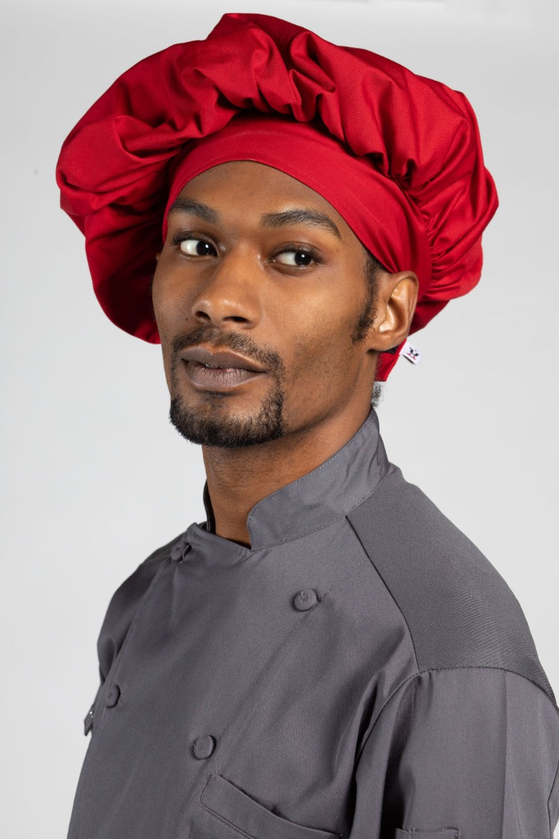 Uncommon Threads 0100-1900 Tall Poplin Chef Hat - Red / One Size