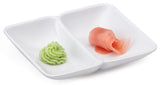 GET 037-W Water Lily Melamine Rectangular Sauce Dish with (2) 1 oz. Compartments 4" x 3" - White - 24/Case