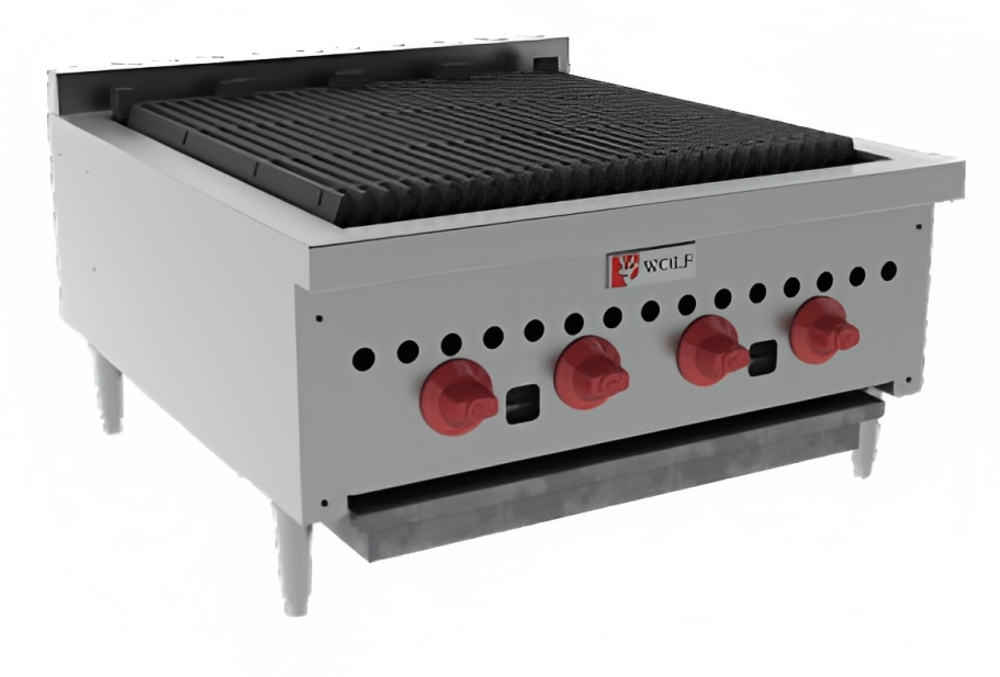 Wolf SCB25CN-1 Countertop Low Profile Radiant Gas Charbroiler w/ 4 Burners 26" NG - 58,000 BTU