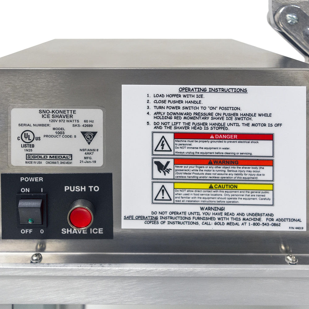 Gold Medal 1003S Sno-Konette Snow Cone Machine - 500-lb/hr Capacity - 120v
