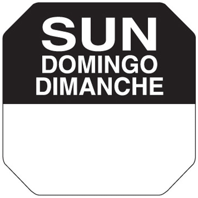 Ecolab Daydots 10107-07-31 SupeRemovable Labels, Sunday (E/S/F) 1" - Black / White - Roll of 1,000