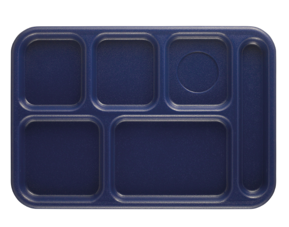 Cambro 10146CW186 Plastic Rectangular Tray w/ (6) Compartments, 10" x 14.5", Navy Blue - 24ea/Case