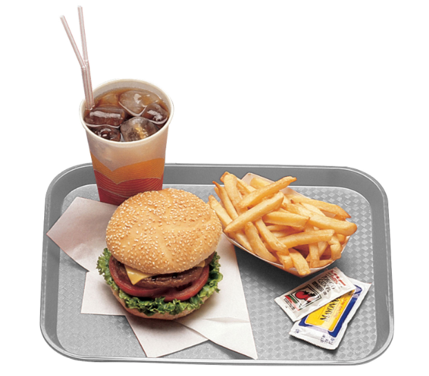 Cambro 1014FF107 Plastic Fast Food Tray - 13.5"L x 10.4"W, Pearl Gray - 24ea/Case