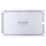 Carlisle 10211U07 StorPlus Polycarbonate Food Pan Cover with Spoon Notch - (1/1) Full Size - Clear
