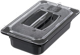 Carlisle 10290U07 StorPlus Universal Polycarbonate Food Pan Cover with Handle - 1/4 Size - Clear