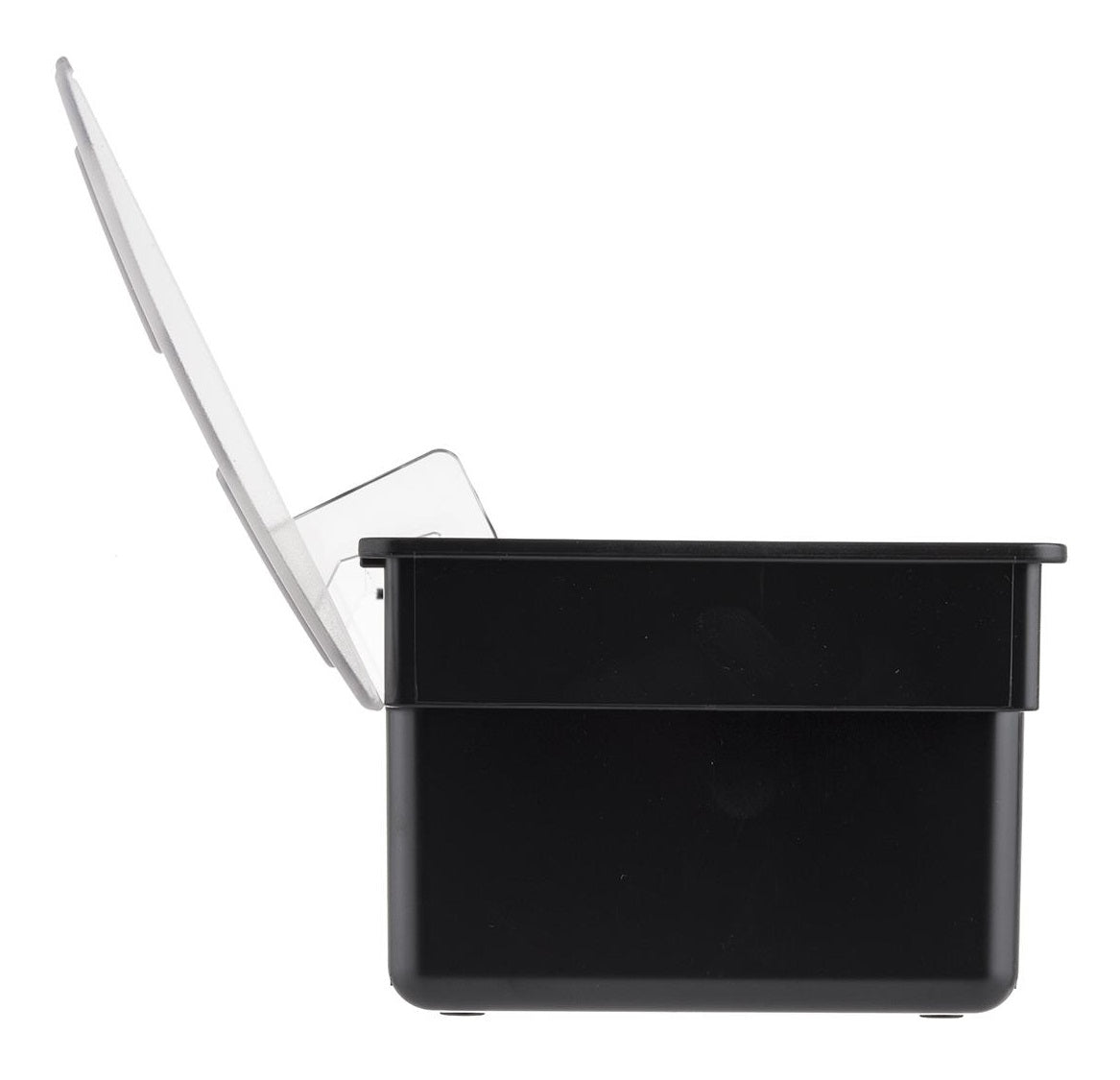 TableCraft 102 6-Compartment Plastic Condiment Holder Bar with Clear Lid 19-1/2" x 6" x 4-1/4" - Black - Holds (6) 1-pint White Inserts - 6/Case