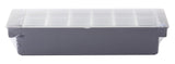TableCraft 102 6-Compartment Plastic Condiment Holder Bar with Clear Lid 19-1/2" x 6" x 4-1/4" - Black - Holds (6) 1-pint White Inserts - 6/Case