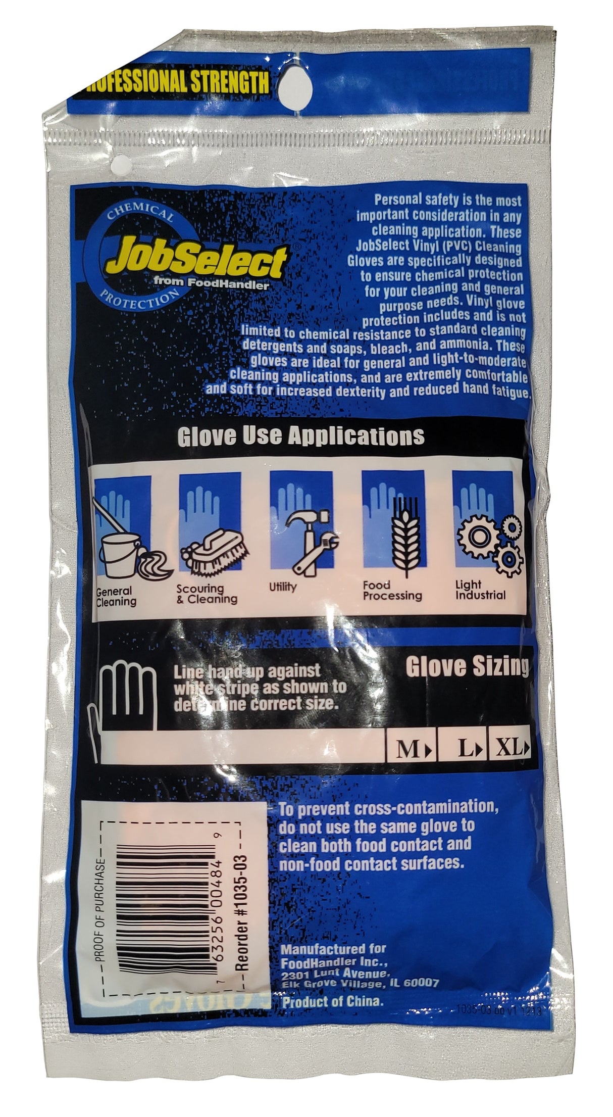 FoodHandler 1035-03-CP JobSelect General Purpose Latex-Free Orange Unlined Vinyl Cleaning Gloves - Large - 1/Pair