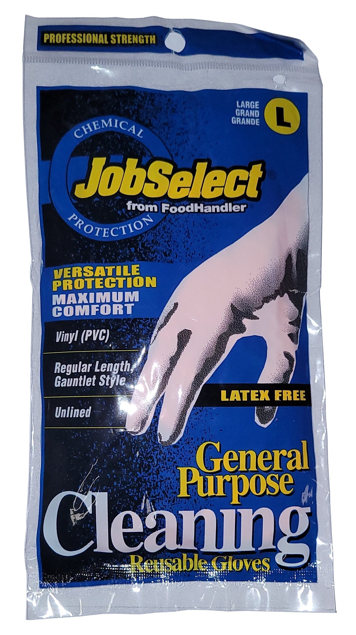 FoodHandler 1035-03-CP JobSelect General Purpose Latex-Free Orange Unlined Vinyl Cleaning Gloves - Large - 1/Pair