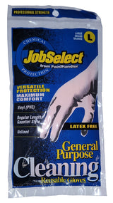 FoodHandler 1035-03-CP JobSelect General Purpose Latex-Free Orange Unlined Vinyl Cleaning Gloves - Large - 1/Pair