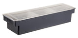 TableCraft 104 3-Compartment Plastic Condiment Holder Bar with Clear Lid 19-1/2" x 6" x 4-1/2" - Black - Holds (3) 1 qt. White Inserts - 6/Case