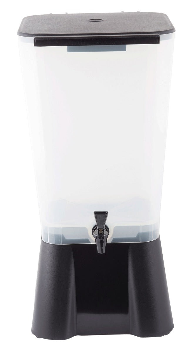 TableCraft 1053 Polypropylene Non-Insulated Beverage Dispenser with Translucent Single Bowl and Black Base 5 gal.