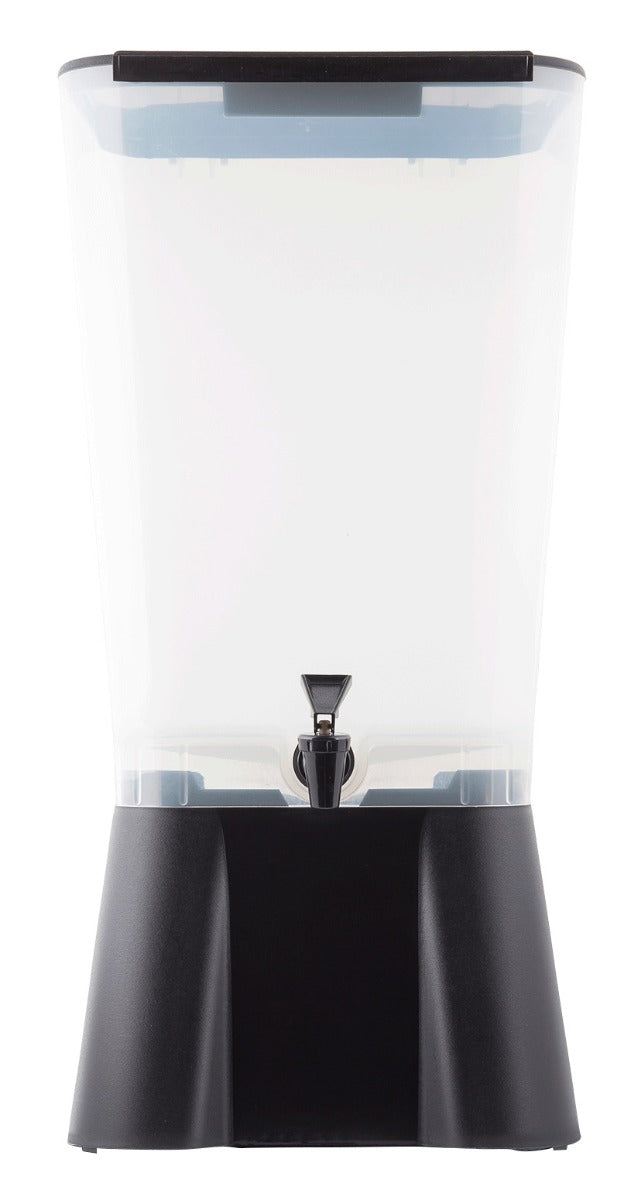 TableCraft 1053 Polypropylene Non-Insulated Beverage Dispenser with Translucent Single Bowl and Black Base 5 gal.