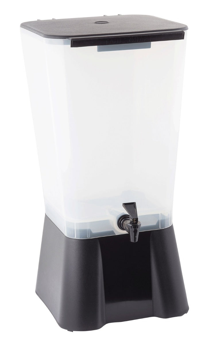 TableCraft 1053 Polypropylene Non-Insulated Beverage Dispenser with Translucent Single Bowl and Black Base 5 gal.