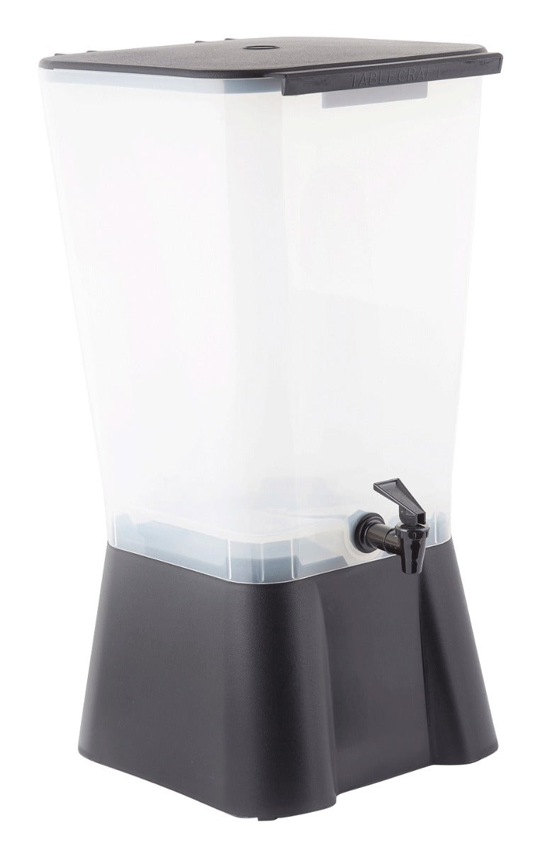TableCraft 1053 Polypropylene Non-Insulated Beverage Dispenser with Translucent Single Bowl and Black Base 5 gal.