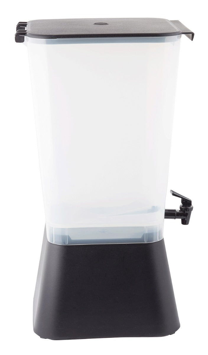 TableCraft 1053 Polypropylene Non-Insulated Beverage Dispenser with Translucent Single Bowl and Black Base 5 gal.