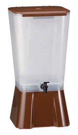 TableCraft 1054 Polypropylene Non-Insulated Beverage Dispenser with Translucent Single Bowl and Brown Base 5 gal.