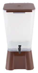 TableCraft 1054 Polypropylene Non-Insulated Beverage Dispenser with Translucent Single Bowl and Brown Base 5 gal.
