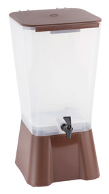 TableCraft 1054 Polypropylene Non-Insulated Beverage Dispenser with Translucent Single Bowl and Brown Base 5 gal.