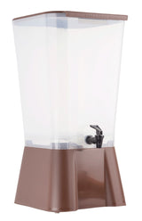 TableCraft 1054 Polypropylene Non-Insulated Beverage Dispenser with Translucent Single Bowl and Brown Base 5 gal.