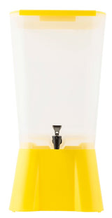 TableCraft 1055 Polypropylene Non-Insulated Beverage Dispenser with Translucent Single Bowl and Yellow Base 5 gal.