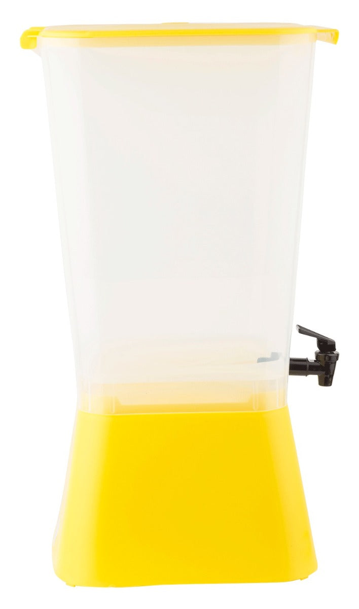 TableCraft 1055 Polypropylene Non-Insulated Beverage Dispenser with Translucent Single Bowl and Yellow Base 5 gal.