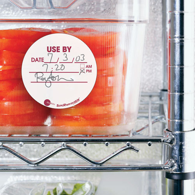 Ecolab Daydots 10704-01-11 SupeRemovable Labels, "Use By" Date/Time (English) 3" - White - Roll of 500