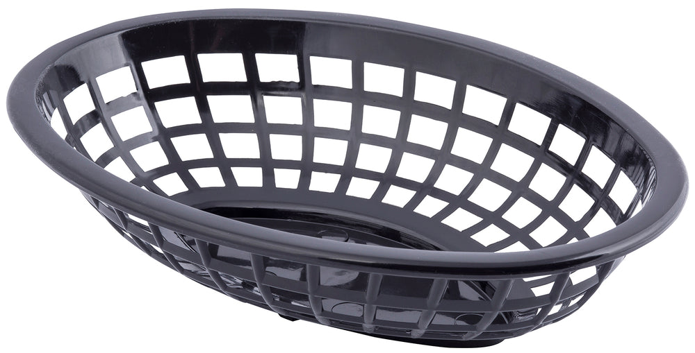 TableCraft 1071BK Side Order Plastic Oval Basket 8" x 5-1/4" x 2" - Black - 12/Case