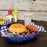 TableCraft 1074BL Classic Polyethylene Oval Basket 9-3/8" x 6-1/4" x 1-7/8"H - Royal Blue - 36/Case
