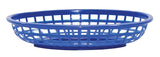 TableCraft 1074BL Classic Polyethylene Oval Basket 9-3/8" x 6-1/4" x 1-7/8"H - Royal Blue - 36/Case