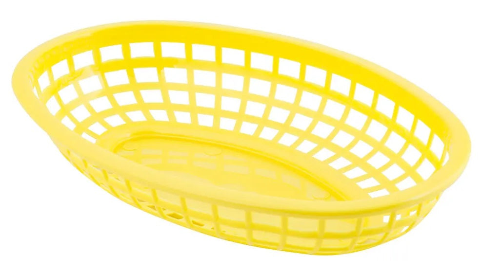 TableCraft 1074Y Classic Polyethylene Oval Basket 9-3/8" x 6-1/4" x 1-7/8"H - Yellow - 36/Case