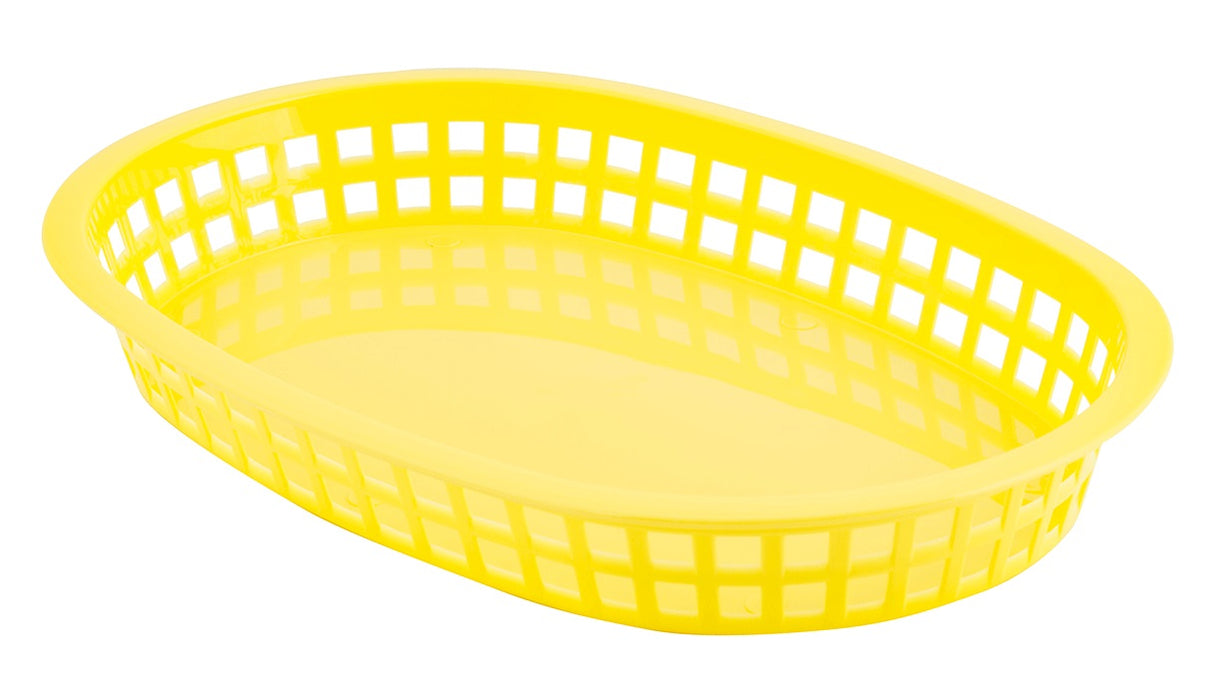 TableCraft 1076Y Chicago Polyethylene Oval Platter Basket 10-1/2" x 7-1/4" x 1-1/2"H - Yellow - 36/Case