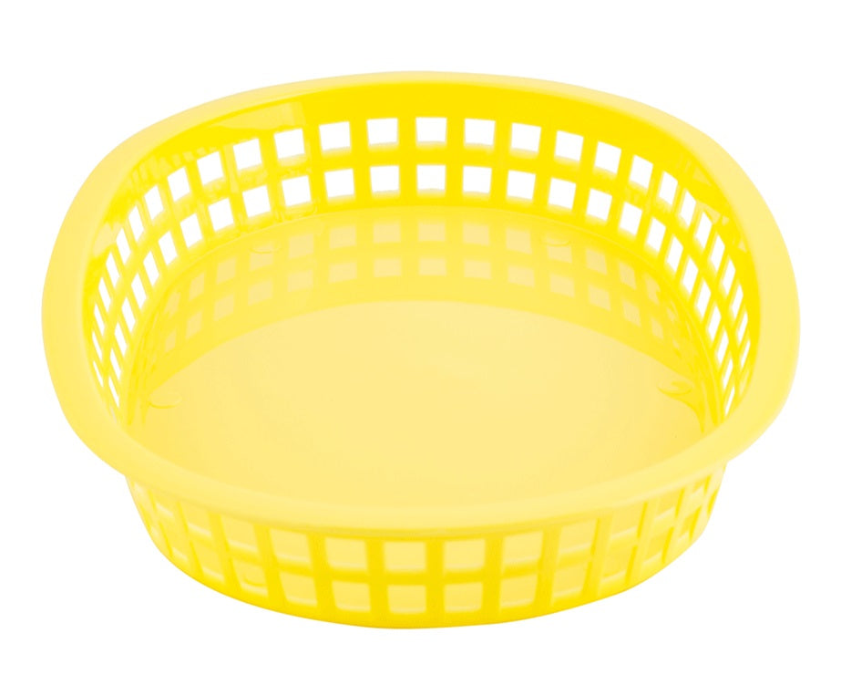 TableCraft 1076Y Chicago Polyethylene Oval Platter Basket 10-1/2" x 7-1/4" x 1-1/2"H - Yellow - 36/Case