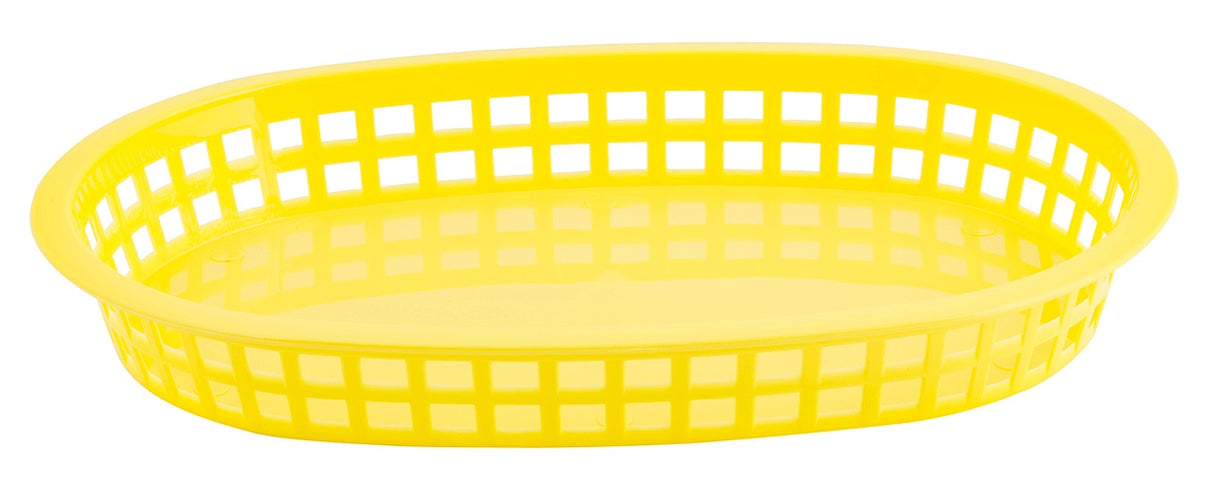 TableCraft 1076Y Chicago Polyethylene Oval Platter Basket 10-1/2" x 7-1/4" x 1-1/2"H - Yellow - 36/Case