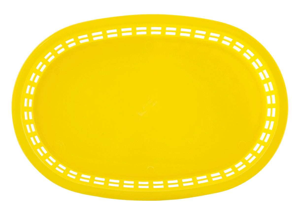TableCraft 1076Y Chicago Polyethylene Oval Platter Basket 10-1/2" x 7-1/4" x 1-1/2"H - Yellow - 36/Case